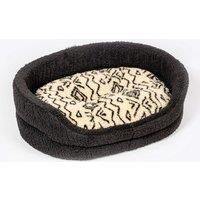 Danish Design Neutral Geometric - Sherpa Fleece Slumber Bed Grey Dog Bed for Adult/Senior/Puppy Beds - 35in