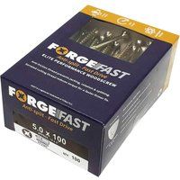 Forgefix FORFFP5100Y FFP5100Y ForgeFast Pozi Compatible Elite Performance Wood Screw ZY 5.0 x 100mm Box 100, Silver, 5.0 x 100 mm