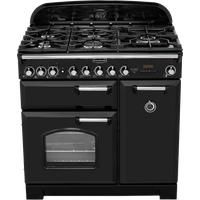 Rangemaster CDL90DFFBLC Classic Deluxe 90cm Dual Fuel Range Cooker  Black & Chrome