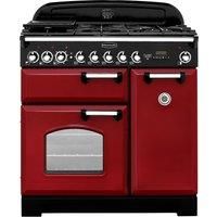 Rangemaster Classic Deluxe CDL90DFFCY/C 90cm Cranberry & Chrome D/Fuel  Cooker