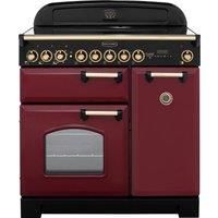 Rangemaster Classic Deluxe CDL90EICY/B Free Standing Range Cooker in Cranberry / Brass