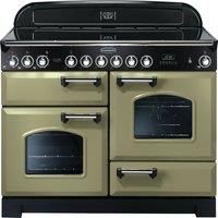 Rangemaster CDL110ECOG/C Classic Deluxe 110cm Electric Ceramic Range Cooker Olive Green/Chrome