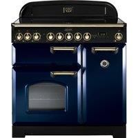 Rangemaster Classic Deluxe CDL90EIRB/B 90cm Blue & Brass Induction Range Cooker