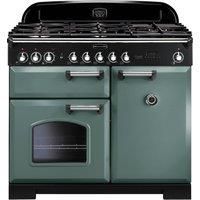 Rangemaster CDL100DFFMG/C Classic Deluxe 100cm Dual Fuel Range Cooker  Mineral Green/Chrome