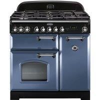 Rangemaster CDL90DFFSB/C Classic Deluxe 90cm Dual Fuel Range Cooker - Stone Blue/Chrome