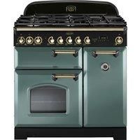 Rangemaster CDL90DFFMG/B Classic Deluxe Mineral green with Brass Trim 90cm Du...