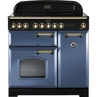 Rangemaster CDL90EISB/B Classic Deluxe 90cm Electric Induction Range Cooker - Stone Blue/Brass