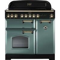 Rangemaster CDL90EIMG/B Classic Deluxe 90cm Electric Induction Range Cooker - Mineral Green/Brass