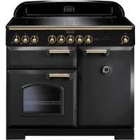 Rangemaster CDL100EICB/B Classic Deluxe 100cm Electric Induction Range Cooker - Charcoal Black/Brass