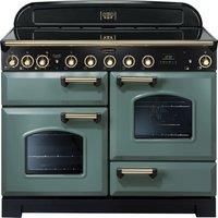 Rangemaster CDL110EIMG/B Classic Deluxe 110cm Electric Induction Range Cooker - Mineral Green/Brass