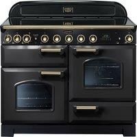 Rangemaster CDL110EICB/B Classic Deluxe 110cm Electric Induction Range Cooker - Charcoal Black/Brass