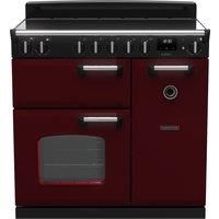 Rangemaster Classic CL90ECPBOR/CM1 90cm Electric Range Cooker with - Bordeaux / Chrome - A Rated, Red