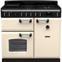 Rangemaster Classic CL100DFPPCR/CM1 100cm Dual Fuel Range Cooker - Pale Cream / Chrome - A Rated, Cream