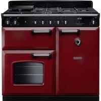 Rangemaster Classic CL100DFPBOR/CM1 100cm Dual Fuel Range Cooker with Gas Hob - Bordeaux / Chrome - A Rated, Red