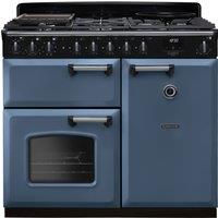 Rangemaster Classic Deluxe 100cm Dual Fuel Rangecooker - Stone Blue + Chrome