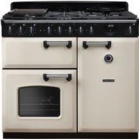 Rangemaster Classic Deluxe 100cm Dual Fuel Rangecooker - Pale Cream + Chrome
