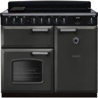 Rangemaster Classic Deluxe CLDL100EIPSLT/CM1 100cm Electric Range Cooker with Induction Hob - Slate / Chrome - A/A Rated, Grey