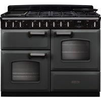 Rangemaster Classic Deluxe 110 CLDLO110DFPSLT/CM1 110cm Dual Fuel Range Cooker with Gas Hob - Slate / Chrome - A Rated, Grey