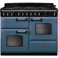 Rangemaster Classic Deluxe 110cm Dual Fuel Rangecooker - Stone Blue + Chrome