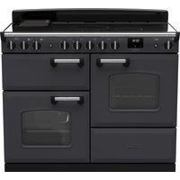 Rangemaster Classic Deluxe OC CLDLO110EIPSLT/CM1 110cm Electric Range Cooker with Induction Hob - Slate / Chrome - A/A Rated, Grey