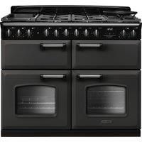 Rangemaster Classic Deluxe CLDLB110DFPSLT/CM1 110cm Dual Fuel Range Cooker with Gas Hob - Slate / Chrome - A Rated, Grey