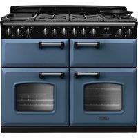 Rangemaster Classic Deluxe CLDLB110DFPSTB/CM1 110cm Dual Fuel Range Cooker with Gas Hob - Stone Blue / Chrome - A Rated, Blue