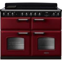 Rangemaster Classic Deluxe BC CLDLB110EIPBOR/CM1 110cm Electric Range Cooker with Induction Hob - Bordeaux / Chrome - A/A Rated, Red