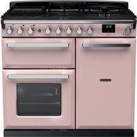 Rangemaster Estel Deluxe ESDL100DFPPPK/CM1 100cm Dual Fuel Range Cooker - Pale Pink / Chrome - A/A Rated, Pink