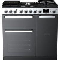 Rangemaster Edge Deluxe 90cm Dual Fuel Rangecooker - Black Glass
