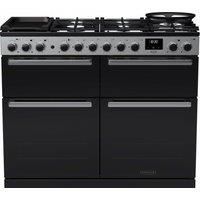 Rangemaster Edge Deluxe EDDLB110DFGBLK/CM1 110cm Dual Fuel Range Cooker - Black Glass / Chrome - A/A Rated, Black