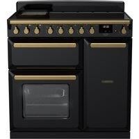 Rangemaster Estel Deluxe 90cm Induction Rangecooker - Gloss Black + Brass