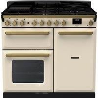 Rangemaster Estel Deluxe 100cm Dual Fuel Rangecooker - Pale Cream + Brass