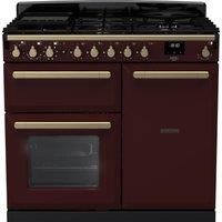Rangemaster Estel Deluxe 100cm Dual Fuel Rangecooker - Bordeaux + Brass