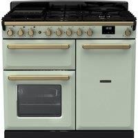Rangemaster Estel Deluxe ESDL100DFPMNT/AB1 100cm Dual Fuel Range Cooker - Mint / Antique Brass - A/A Rated, Green