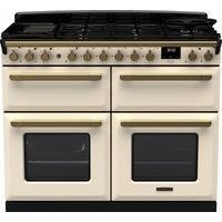 Rangemaster Estel Deluxe ESDLB110DFPPCR/AB1 110cm Dual Fuel Range Cooker - Cream / Antique Brass - A/A Rated, Cream