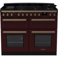 Rangemaster Estel Deluxe ESDLB110DFPBOR/AB1 110cm Dual Fuel Range Cooker - Bordeaux / Antique Brass - A/A Rated, Red