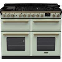 Rangemaster Estel Deluxe ESDLB110DFPMNT/AB1 110cm Dual Fuel Range Cooker - Mint / Antique Brass - A/A Rated, Green