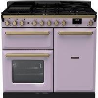 Rangemaster Estel Deluxe ESDL100DFPHTH/AB1 100cm Dual Fuel Range Cooker - Heather / Antique Brass - A/A Rated, Purple