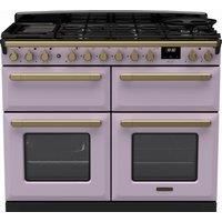 Rangemaster Estel Deluxe ESDLB110DFPHTH/AB1 110cm Dual Fuel Range Cooker - Heather / Antique Brass - A/A Rated, Purple
