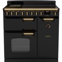 Rangemaster Classic Deluxe 90cm Induction Rangecooker - Gloss Black + Brass