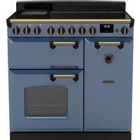 Rangemaster Classic Deluxe 90cm Induction Rangecooker - Stone Blue + Brass