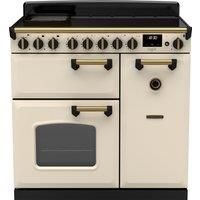 Rangemaster Classic Deluxe 90cm Induction Rangecooker - Pale Cream + Brass