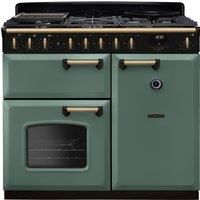 Rangemaster Classic Deluxe 100cm Dual Fuel Rangecooker - Mineral Green + Brass