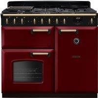 Rangemaster Classic Deluxe 100cm Dual Fuel Rangecooker - Bordeaux + Brass