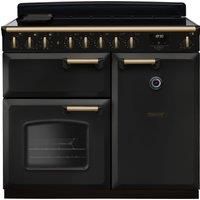 Rangemaster Classic Deluxe 100cm Induction Rangecooker - Charcoal Black + Brass