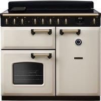 Rangemaster Classic Deluxe 100cm Induction Rangecooker - Pale Cream + Brass