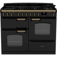 Rangemaster Classic Deluxe 110cm Dual Fuel Rangecooker - Gloss Black + Brass