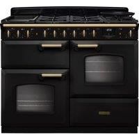 Rangemaster Classic Deluxe 110cm Dual Fuel Rangecooker - Charcoal Black + Brass
