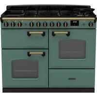 Rangemaster Classic Deluxe 110cm Dual Fuel Rangecooker - Mineral Green + Brass
