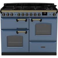 Rangemaster Classic Deluxe 110cm Dual Fuel Rangecooker - Stone Blue + Brass
